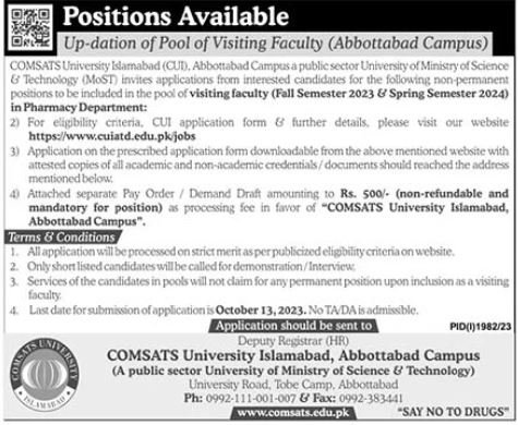 Comsats University Islamabad Jobs 2023